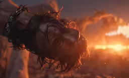 a woman in a scene with a bloody face