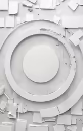 a big white object with lots of papers around it