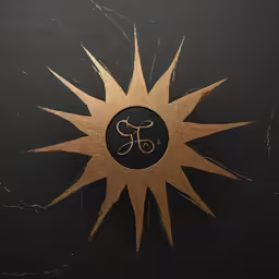 a black background with a gold and white design