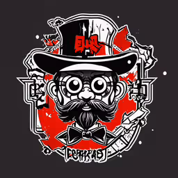 an old timey graphic shows a man with a top hat and mustache,a drawing of a man with a hat and tie