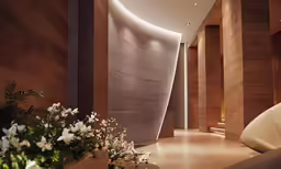 a room with some flowers inside of it