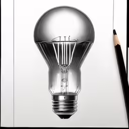 a light bulb with a pencil sketch underneath