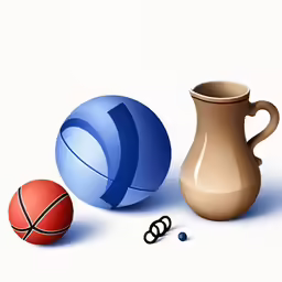the objects are depicted in three different colors