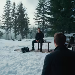 a man sitting on top of a wooden bench