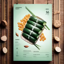a poster is shown on a table