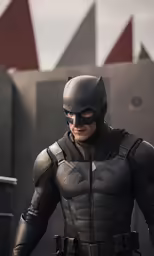 a man in a batman costume with sunglasses
