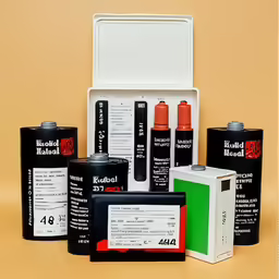 a white box containing several batteries and different size batteries
