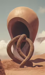 a large clay pot sitting next to a big clay object