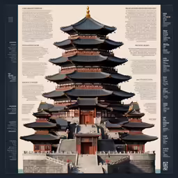 the poster features different architecture with a lot of details