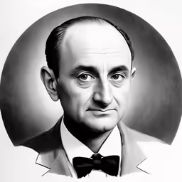 a black and white portrait of an older man wearing a suit