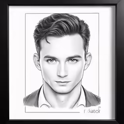 the portrait of a man in black frame