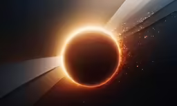 a dark image with orange and white lines in the background