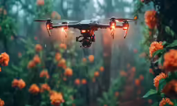 the plane is flying with light on its head