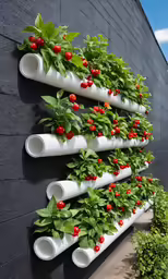 a bunch of white vases with some plants growing in them