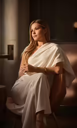 a woman in a dress is posing for the camera