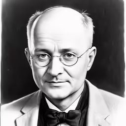 a black and white photo of a man in a suit