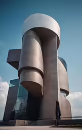 an architectural model with a man standing in front