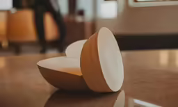 a close up view of two round objects on the ground