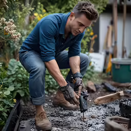 a man with some kind of drill hammer