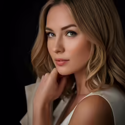a woman wearing white is posing for a photo