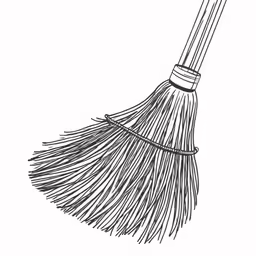 a drawing of a broom with a white background