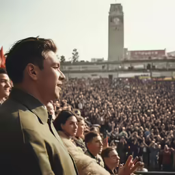 there is a man talking on the side of a stage