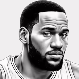 a black and white photo of a male basketball player