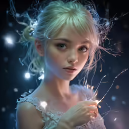 a woman holding onto sparklers while she is posing for the camera