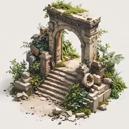 a very realistic looking outdoor area with stairs, rocks and plants