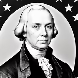 a man in suit with stars and an image of the moon in background