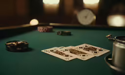 an image of a man playing poker on his pool table