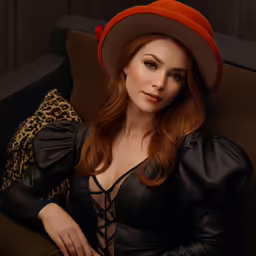a woman is sitting in a chair in a room