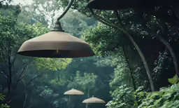 some kind of lamp in a tree lined area