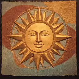 a painted sun with a face in it