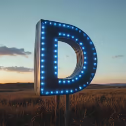 a lighted up street sign standing on top of a dry grass field