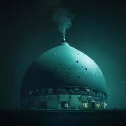 a photograph of an unusual looking building