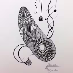 an ink drawing on white paper depicting a cat