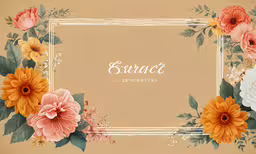 colorful flowers on the front of a beige background with a white frame,beautiful flowers frame with sample text