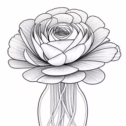 flowers in a vase in a black and white drawing,a simple outline drawing of a rose in a vase,a bouquet of flowers drawn in black and white,a bouquet in a vase coloring pages - azadda net,a large flower in a vase with long stems