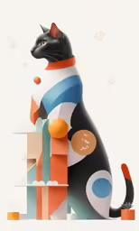 an abstract cat with an interesting color scheme on it