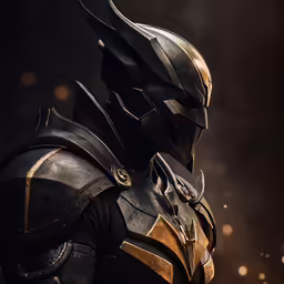 a knight in armor and helmet is standing