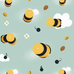 many bees and their shadows flying in the air