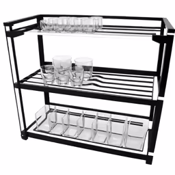 three tier glass and chrome bar cart