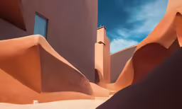 the buildings are all made of clay