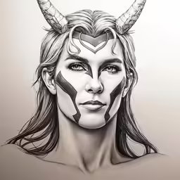 an illustration of the woman with horns and horned makeup