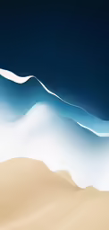 a painting of sand dunes and waves in the distance