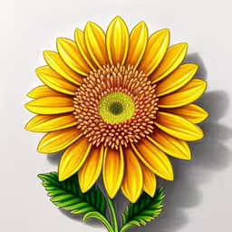 the yellow flower is made from paper on the wall,a very bright yellow sunflower with a center bud