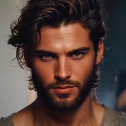 a man with blue eyes and a beard
