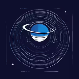 an illustration of a distant object, in blue with stars around it,the planet in space, in an illustrated style