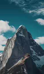the top of a large mountain with clouds above